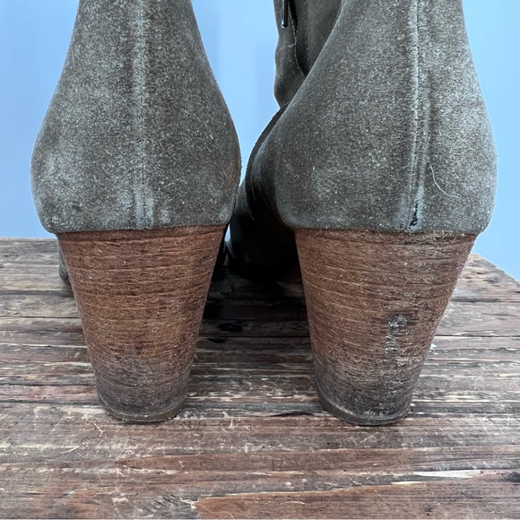 Madewell Olive Green Suede Leather The Billie Boots Ankle Booties - Picture 4 of 9